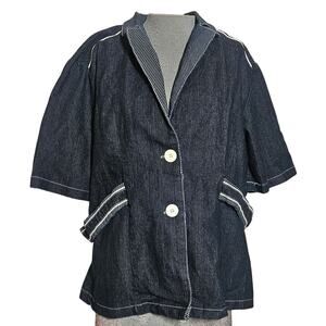 Denim Jean Blazer Jacket Short Sleeve Size 3X